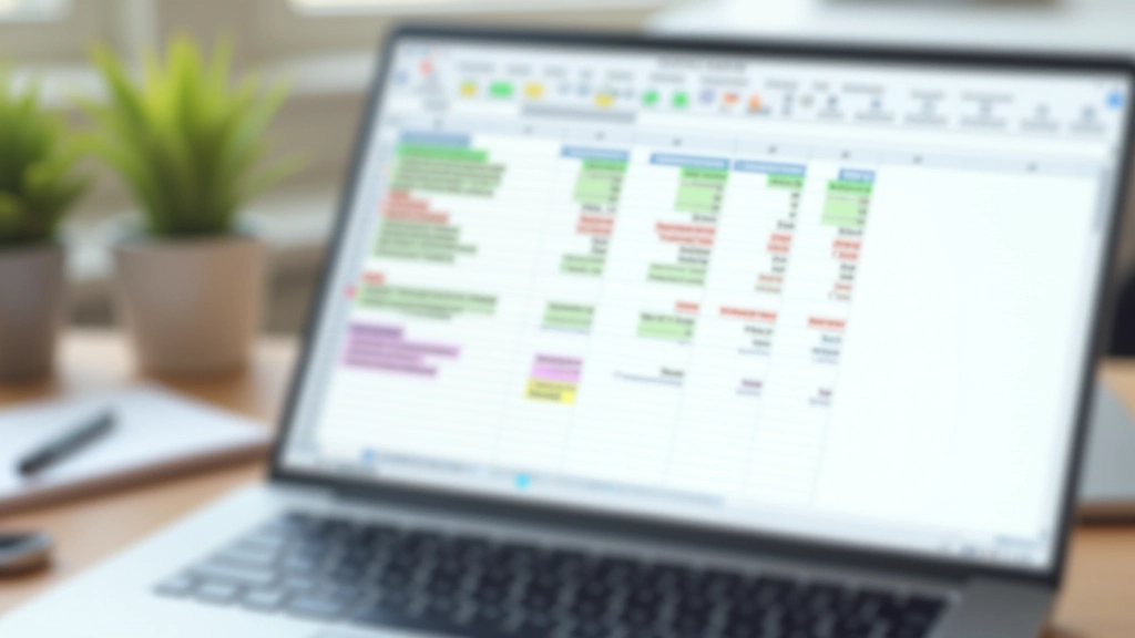 Tabulka s rozpočtem v Excelu, různobarevné buňky kategoriemi výdajů