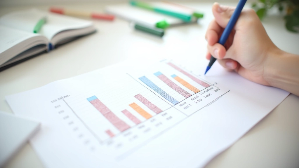 Ručně kreslený sloupcový graf na papíru