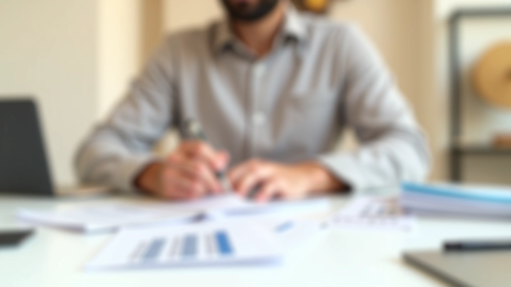 Osoba zapisující výdaje do sešitu, se vzorkovými položkami a kategoriemi