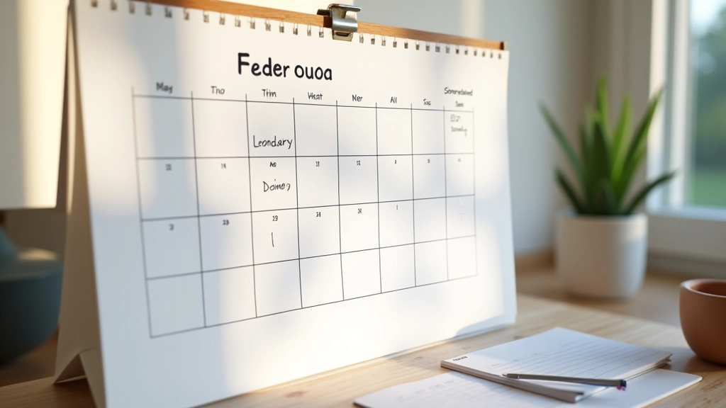 Kalendář na zdi s poznámkami o výdajích v každém týdnu