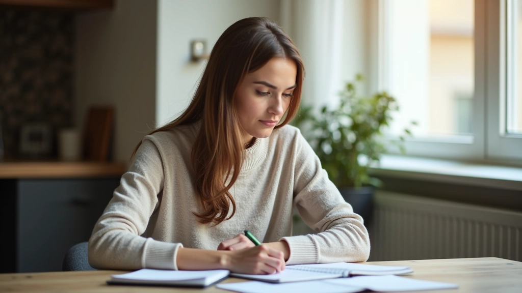 Osoba zapisující výdaje do poznámkového bloku s diagramem fixních a variabilních nákladů